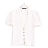 FOXEY NEW YORK 26154 White Buttoned Short Sleeve Cardigan Tops 38 whiteUsed