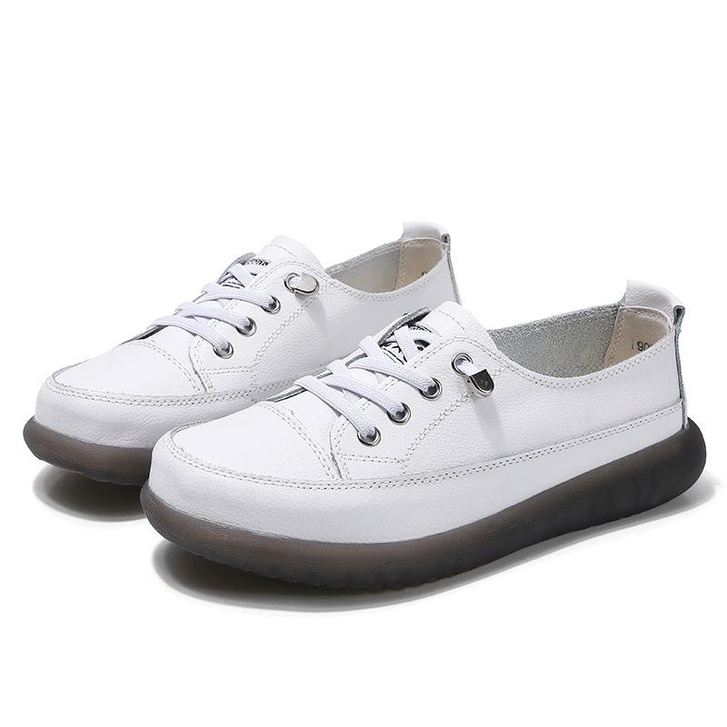 Leather Summer Outdoor Walking Vulcanized Shoes Women Soft Sole Jogging Sneakers Woman Flat Fitness Footwear