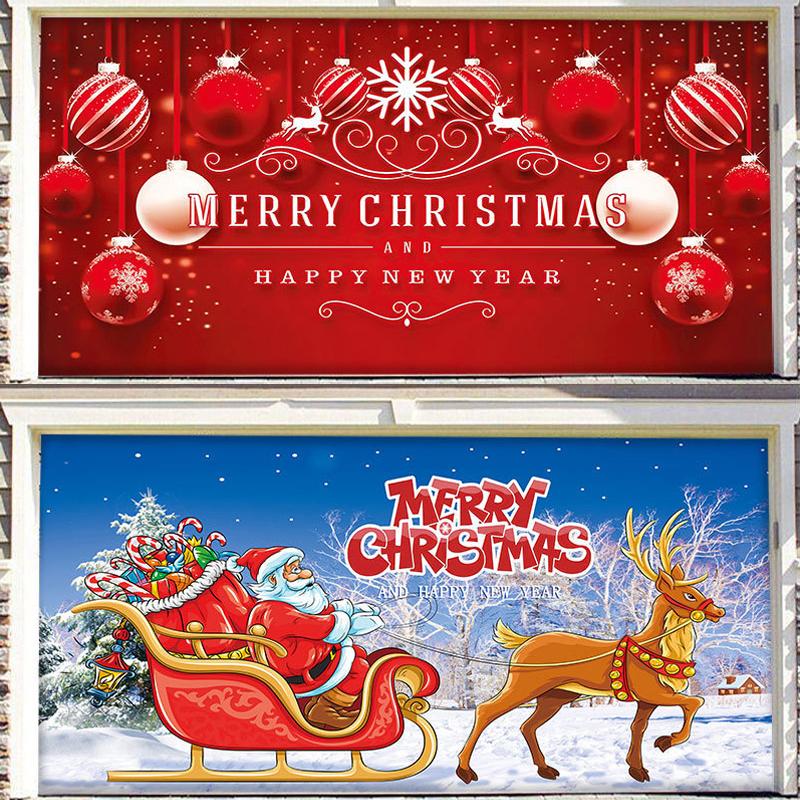 1PC Christmas Garage Door Banner Decorated Garage Door Screen 240x210cm