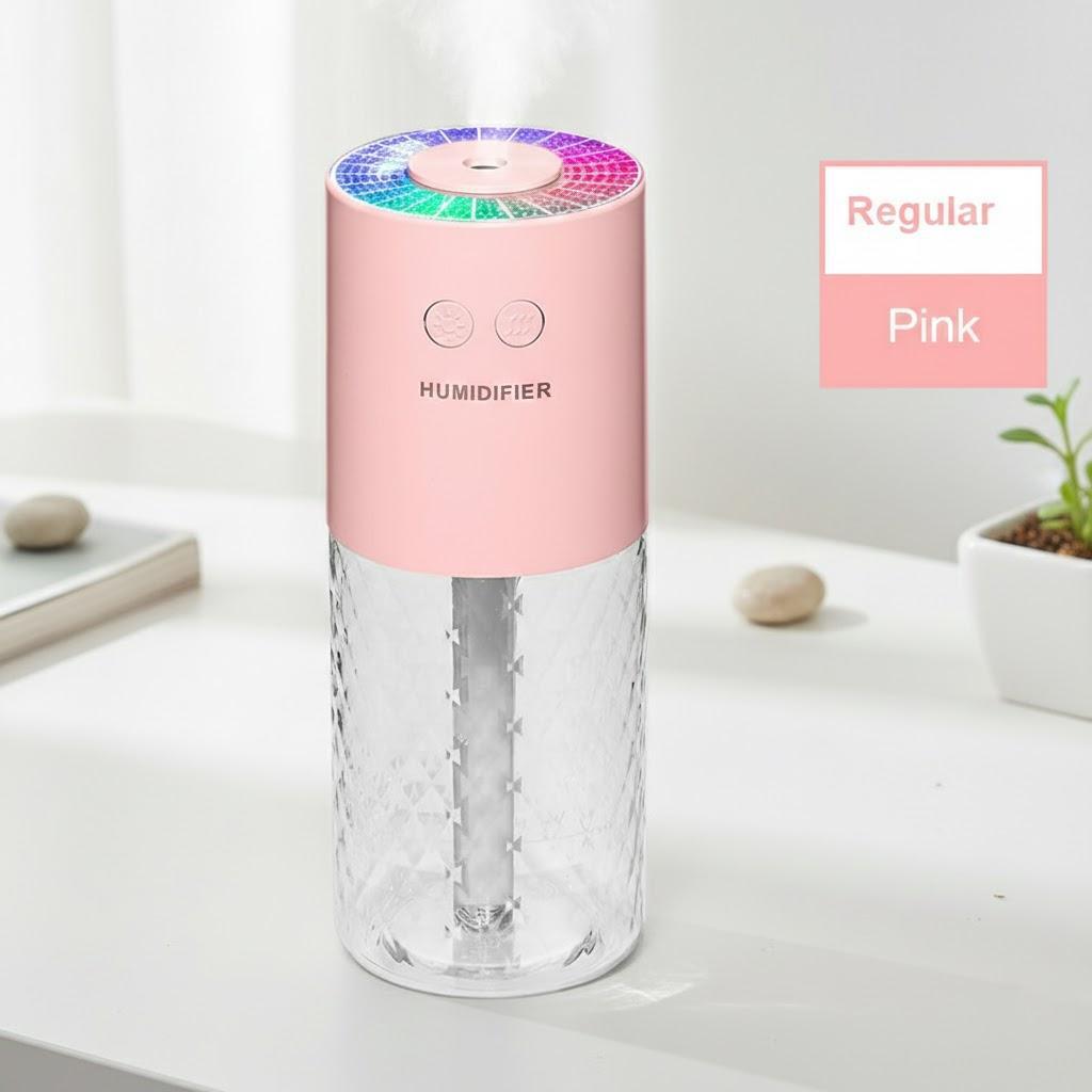 

Portable Car Air Humidifier Essential Oil Diffuser Aromatherapy Projection Lamp Vehicle Air Freshener for Home Use рожевий