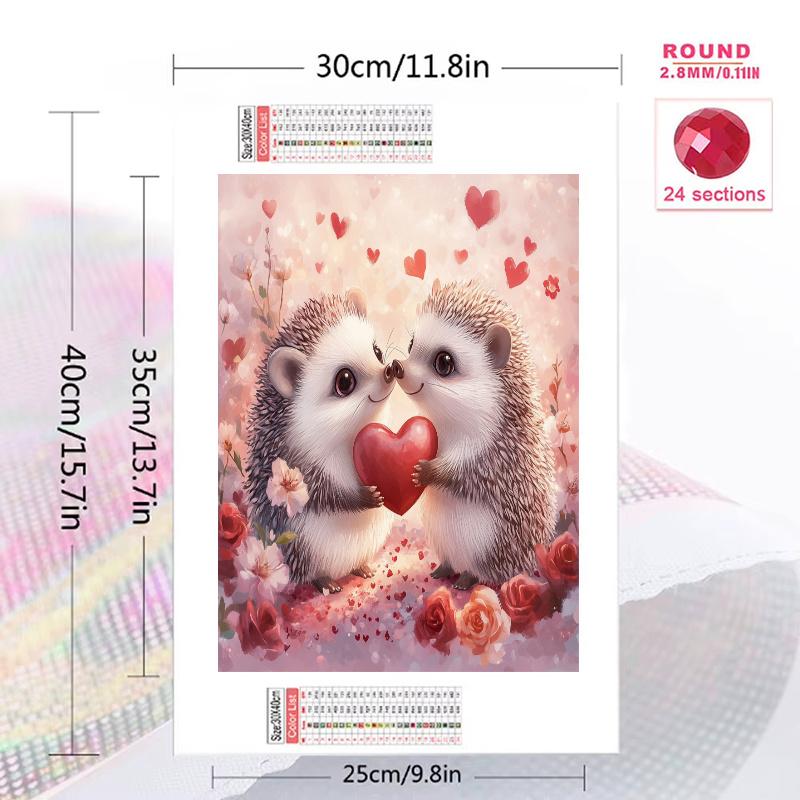 Purple hedgehog Pattern  3pcs 100% Round Full Drill 5D DIY Diamond Painting Embroidery Cross Stitch Rhinestone Décor