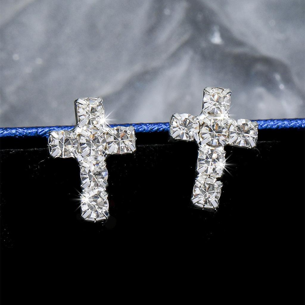 Luxury Sparkling Crystal Cross Earrings Party Earrings Women's Earrings 1 Pair