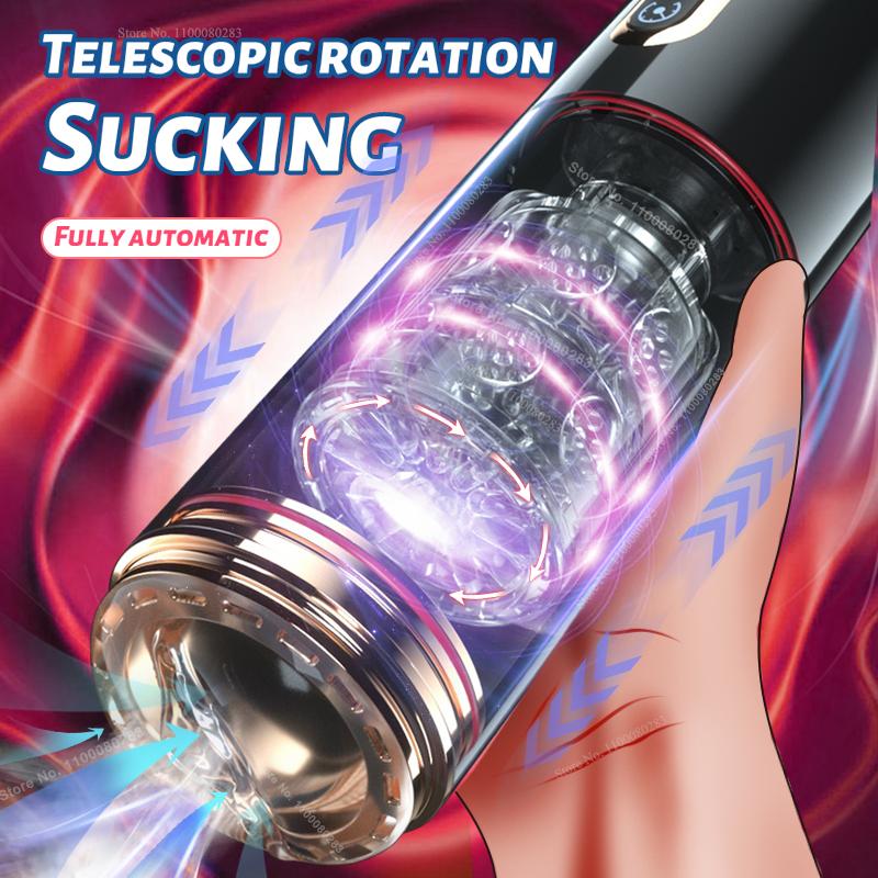 New Male Sex Toys Smart Sucking Telescopic Rotating Masturbation Cup 5D Sensual Big Particles Vagina Sucking Pocket Oral Sex Adult Products