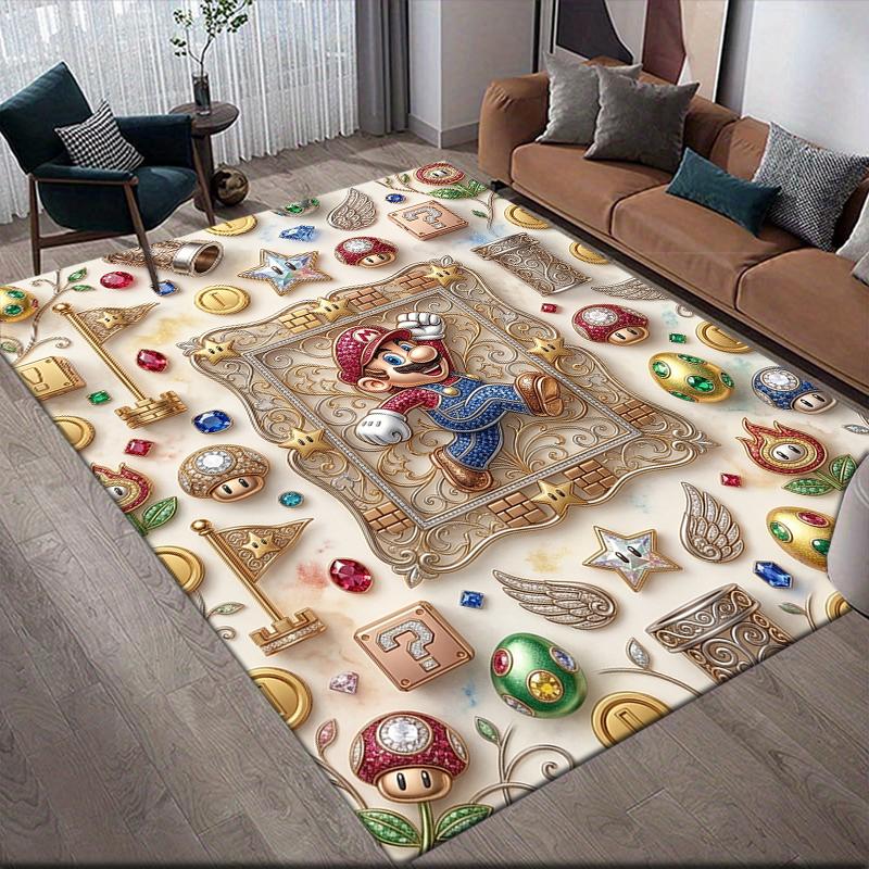 Mario Jumping Action Area Rug, Mario Fan Soft Carpet, Perfect Gift.chl