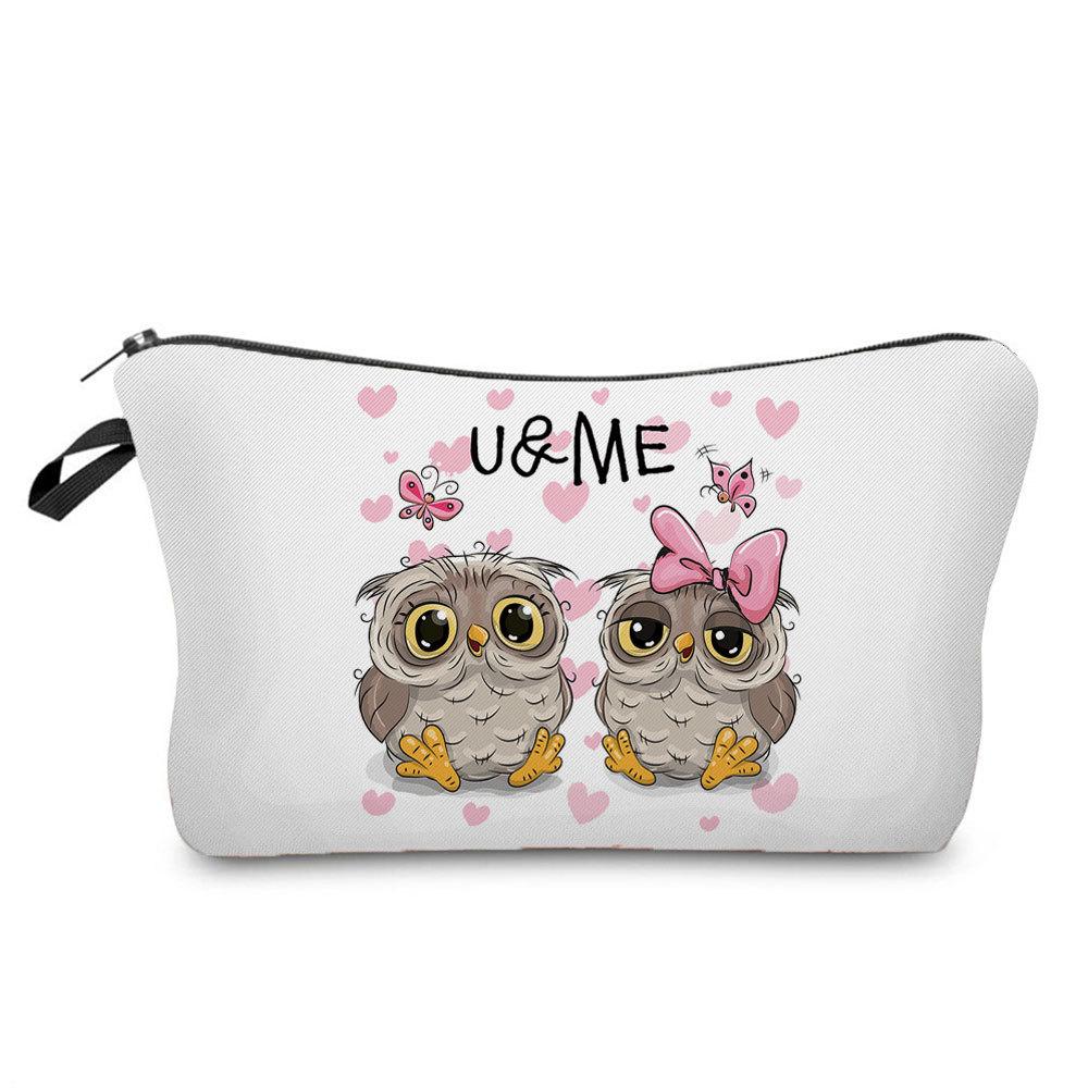 Women Owl Print Cosmetic Bag Toiletries Organize Travel Storage Case 6697