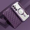For Samsung Galaxy A35 5G Case Card Slot Rhombus Leather Phone Cover Compatible with MagSafe