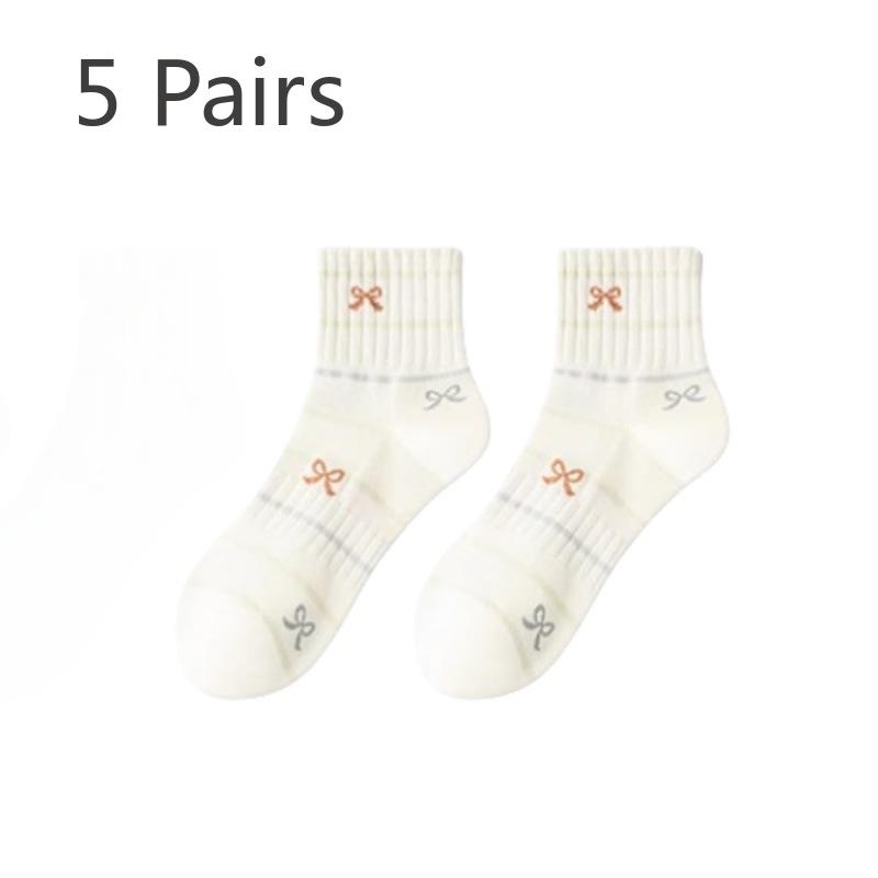5 Pairs of Female Spring and Summer Leisure Sports Sweat Absorbing Breathable Mesh Cotton Socks