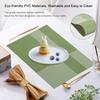 Set of 6 PVC Placemats Plastic Wipe Clean Heat Resistant Woven Vinyl  Non Slip Washable Rectangle For Dinner Table Wedding Decor
