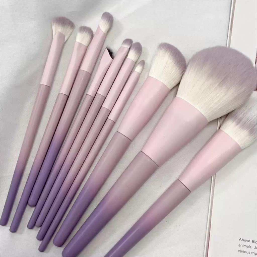 10Pcs Purple Makeup Brush Set, Loose Powder Brush Eyeshadow Brush