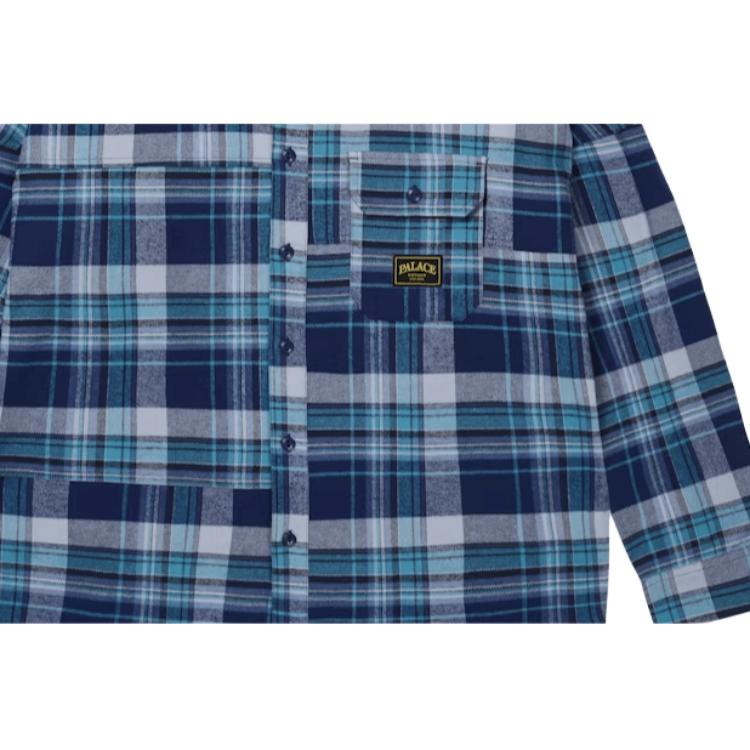 Palace Lumber Yak Patch Overshirt Blue Unisex Tops P29SHT026