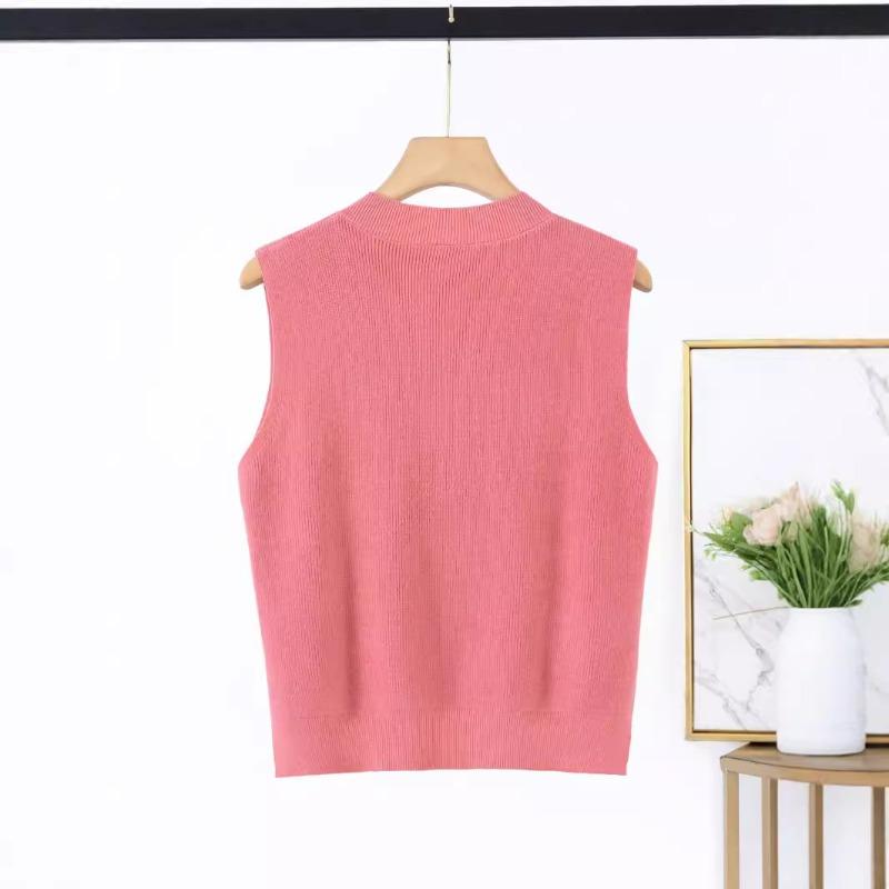 Thin Large V-Neck Knit Sleeveless Inner Pullover Loose Knit Vest Sweater