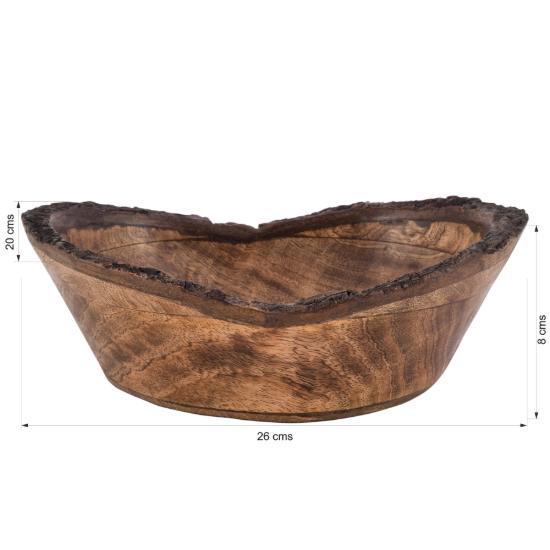 Divit Shilp Natural Wooden Tray, Serving Bowl for Salad, Veggies and Fruits, Large Deep Tray for Family, Party (Bark Edge Wavy Bowl)