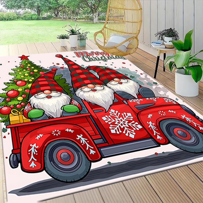 Christmas Gnomes Truck Carpet Rug Soft Washable Anti Slip Home Living Room Sofa Mats Personalized Christmas Rug