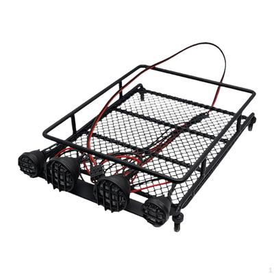 RC Car Metal Roof Rack Luggage with Lights, Upgrade, for 1:10 1:12 Scale Hobby