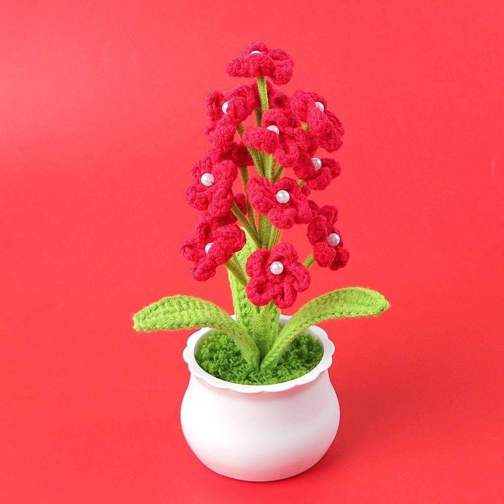 Hand-Knitted Wool Fake Flowers Set: Sunflower, Carnation, Tulip - Desktop Decor, Teacher/Student Gift, Everlasting Bouquet