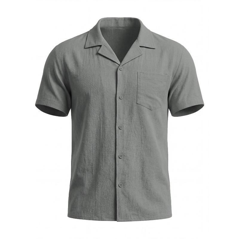 Men's Cuban Collar Short Sleeve Casual Shirt.