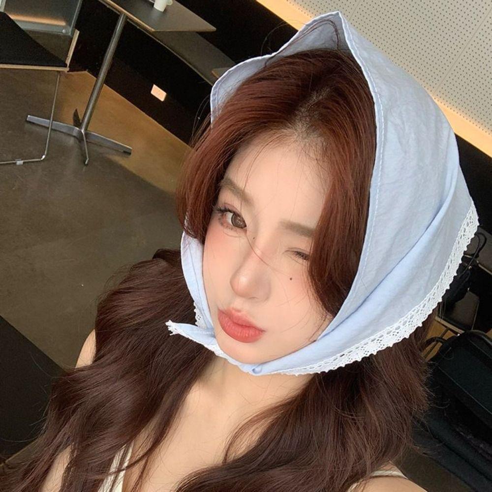 

Кружевной платок, милый треугольный шарф, модные повязки на голову для женщин