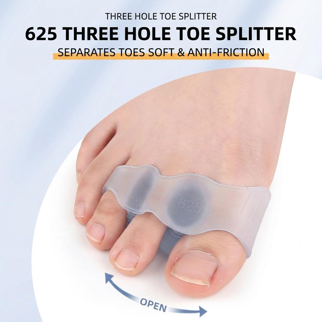 Silicone Toe Separator For Bunion Relief With Three Holes Design