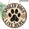2D Flat 1pc, 8x8 In Round Aluminum Metal Art Logo, Dog Paw Print Slogan Pet Dog Paw Home Decoration Theme, Durable, Pre-Drilled, High Quality