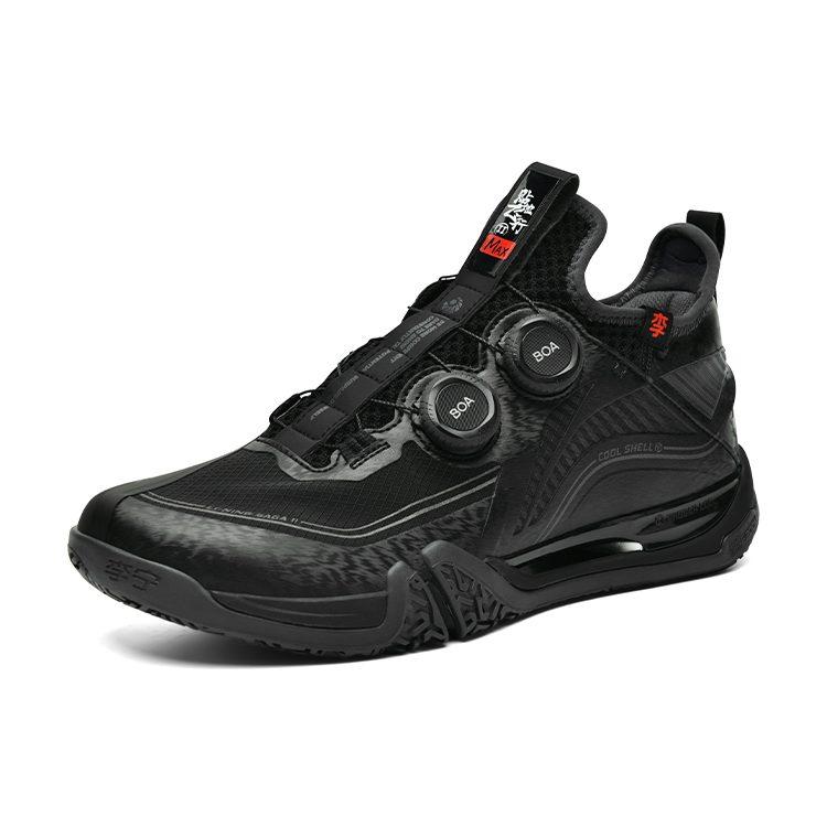 Li Ning Saga 2 Max Slip Resistant Abrasion Resistant Mid Top Badminton Shoes Unisex Black AYAT001-2