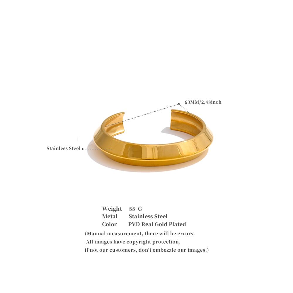 Eetit PVD Plated Stainless Steel Smooth Polished Cuff Bracelet Waterproof Fashion Charm High Quality Bangle for Women