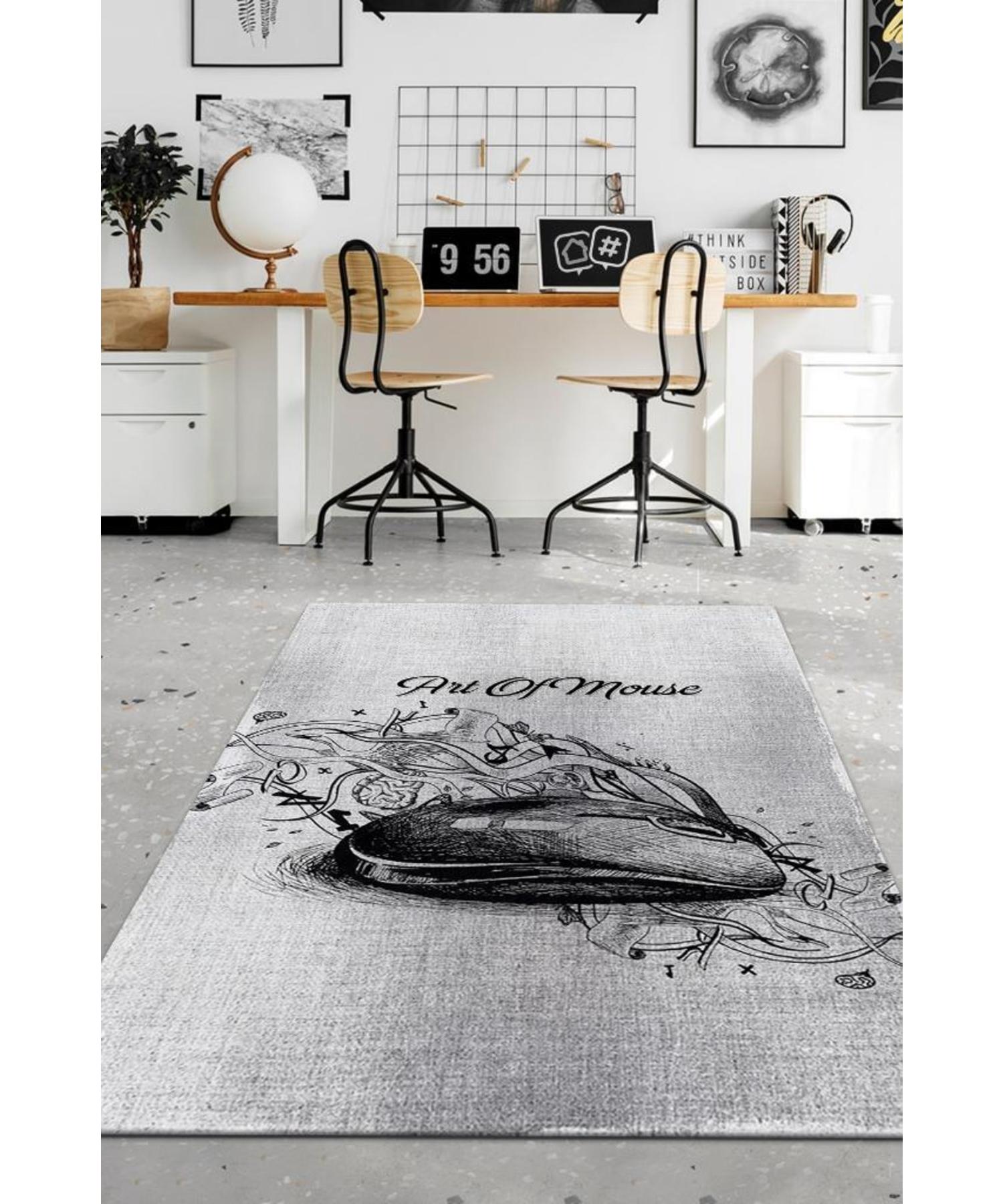 

Моющийся противоскользящий дизайнерский коврик на хлопковой тканой основе Mouse Art