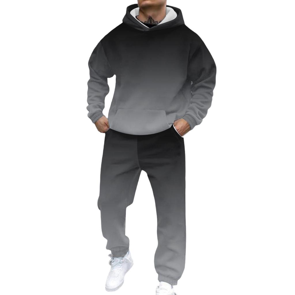 Herren Casual und personalisiert bedrucktes Langarm-Kapuzensweatshirt, Herren Sport-Sweatshirt und Sweatpants zweiteiliges Set