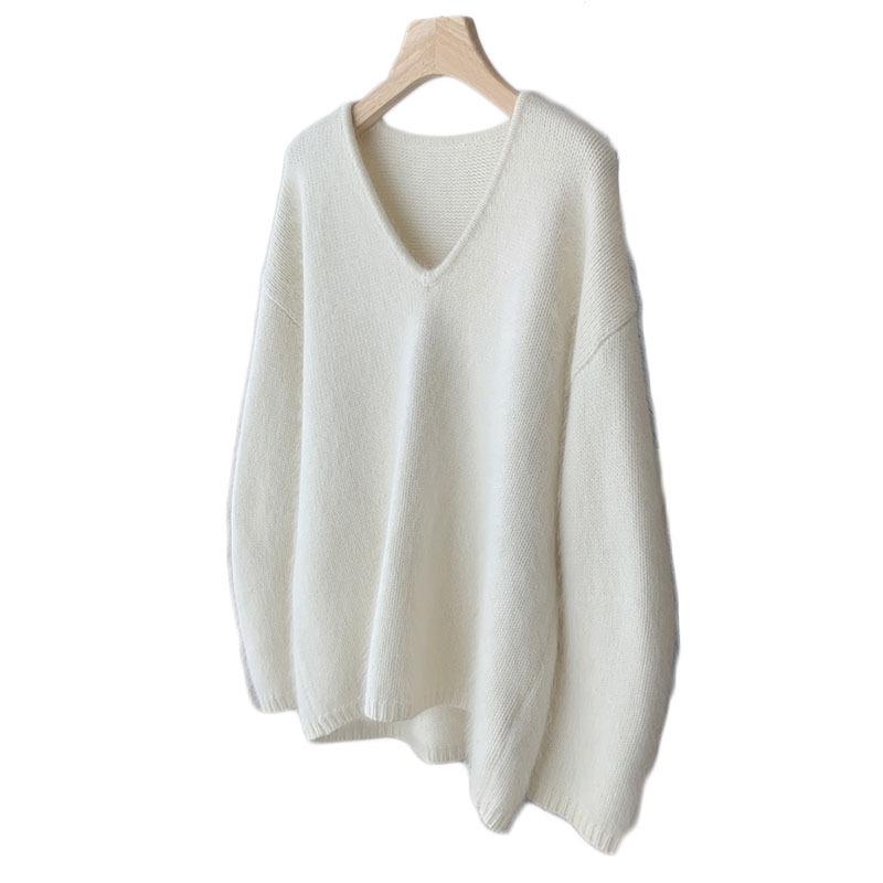 High-End European V-neck Sweater: 2023 Autumn/Winter Thick Fluffy Knitwear