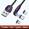 Magnetický kabel Toocki Rychlé nabíjení Micro USB Type C Kabel pro iPhone Samsung Xiaomi Magnetická nabíječka pro mobilní telefon Datový kabel