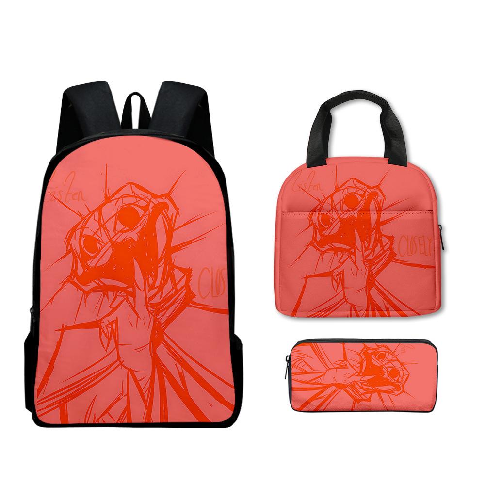 Trendy Popular Funny Novelty The Boiled One 3D Print 3pcs/Set Student School Bags Laptop Daypack Backpack Lunch bag Pencil Case