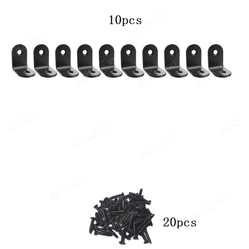 11~11PCS Black Stainless Steel L Shaped Bracket 91 Degree Right Angle Corner Brackets with Screw for DIY Wood Furniture Cabinet