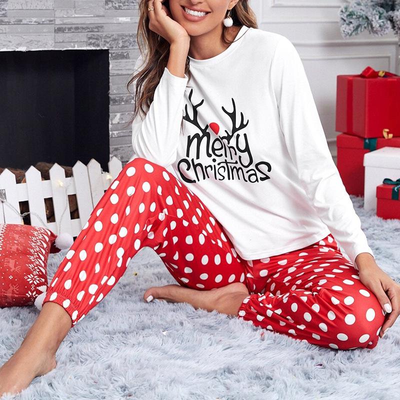 2023 Damen Weihnachts-Print Langarm Pyjama-Set - Atmungsaktiv, Herbst/Winter Kollektion