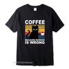 Cooles Unisex T-Shirt Hohe Qualität 100% Baumwolle Lustige Katze trinkt Kaffee Aufdruck Lässig Cool Locker Rundhals T-Shirt Herren Oberteile