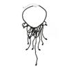 Halloween Crystal Blood-Dripping Fringe Necklace, Gothic Red Blood-Stained Imitation Pearl Beaded Necklace.