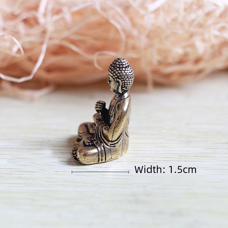 Mini Brass Sakyamuni Buddha Statue - Car Ornament & Desktop Decoration, Chinese Gift