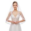 Wedding Veil Single Layer Lace Appliques Fingertip Length Short Tulle for Brides