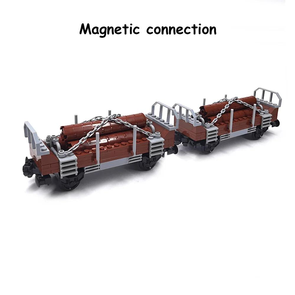 Creative MOC Building Blocks for Kids, City Tank, Car Train, Freight Train, Firewood, Railway, Express Bus