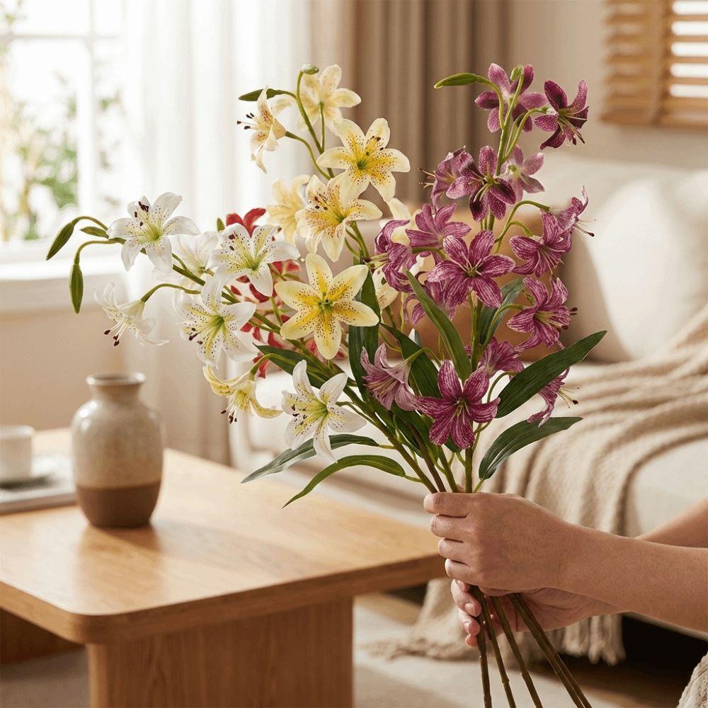 Plastic Artificial Flower Branch Realistic Simulation Silk Flower Living Room Table