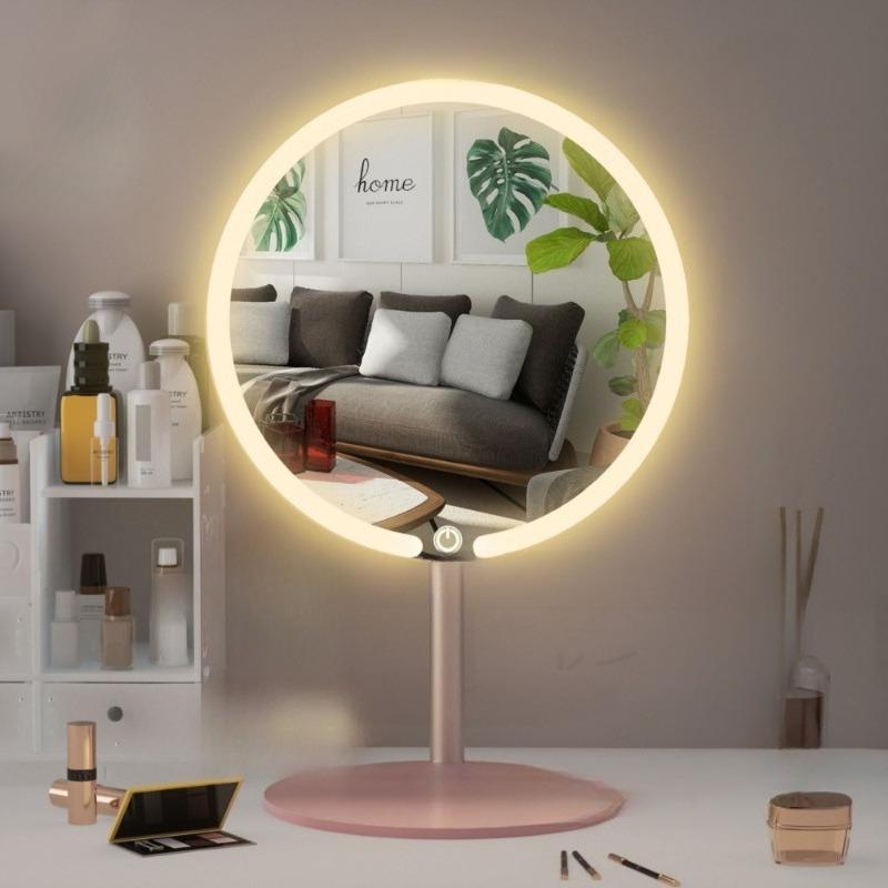 Lighting Makeup Mirrors Desktop Mirror Living Room Portable Dressing Table Accessories Household Foldable Aesthetic Ornaments