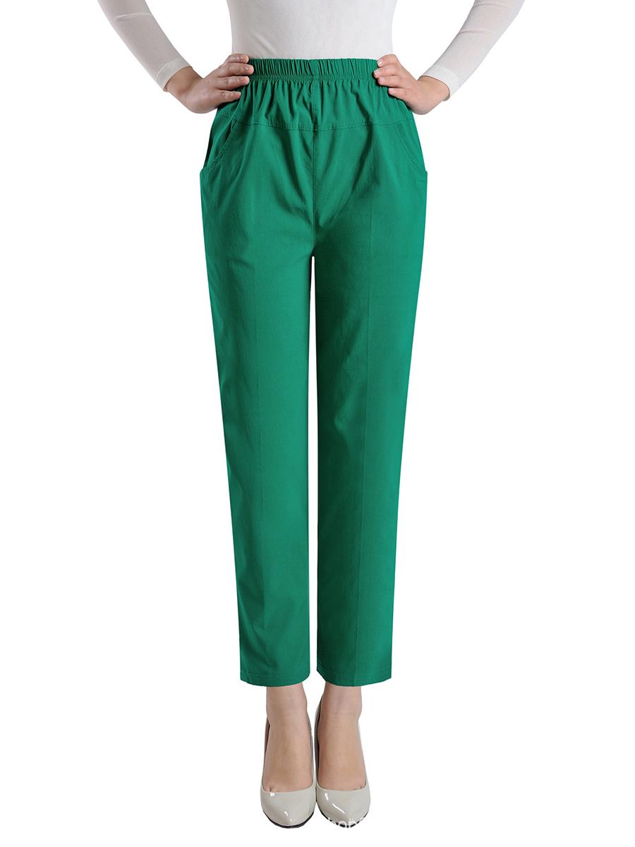 

Летние брюки с высокой посадкой, свободного кроя, повседневные, стрейч, для женщин среднего и пожилого возраста 4XL зелёный