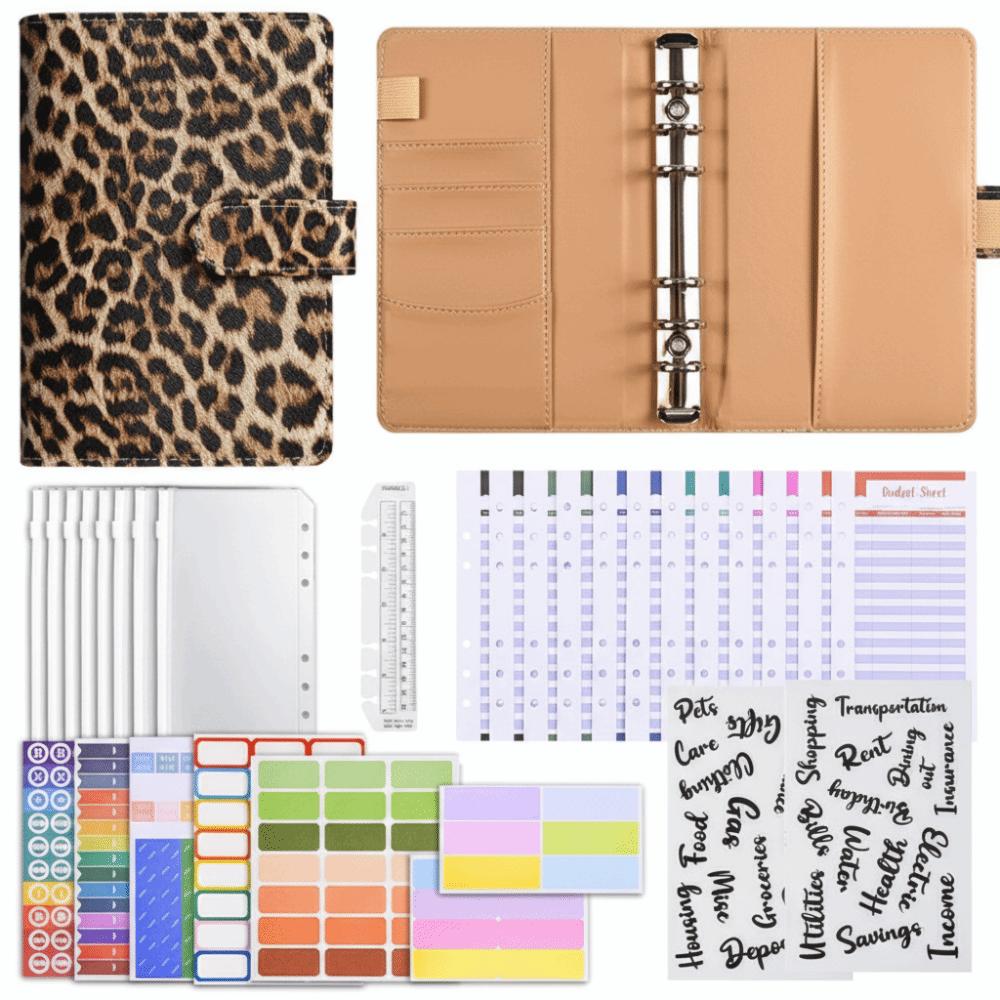 6 Hole Binder Pockets Soft Budget Binder Planner PU Notebook Binder  for Budgeting