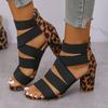 Roman Style Medium Heel Sandals New Summer Thick Heel Rear Zipper Bag Heel Sandals