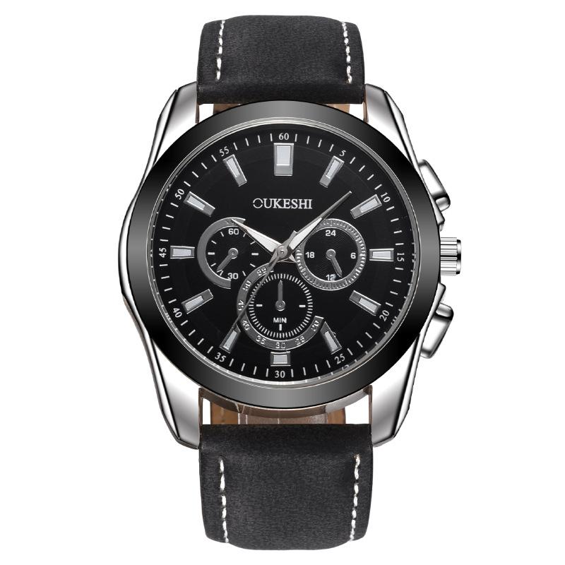 

Обробка Індивідуальний гарячий продаж Водонепроникний модний чоловічий годинник із трьома очима Чоловічий годинник з ремінним поясом Кварцовий годинник для чоловіків