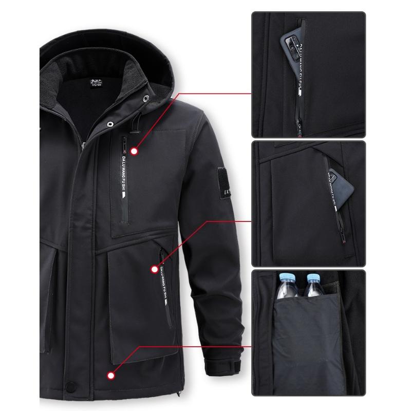 Herbst Handwerksanzug Herren Plus Samt Verdickt Winddicht Wasserdicht und Warm Outdoor Bergsteigeranzug Lässiger 2-teiliger Anzug