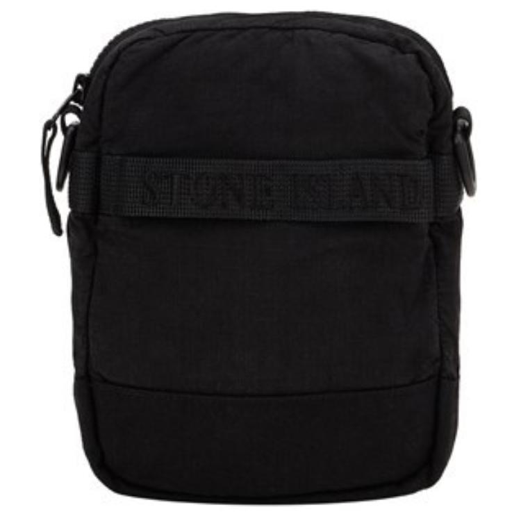 New STONE ISLAND Canvas Shoulder Bag, Crossbody Bag Unisex Black 801590830V0029