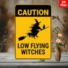 1pc Halloween Metal Sign - "Low Flying Witches" Warning with Witch & Broom Design, Durable Iron Wall Decor for Spooky Bedroom