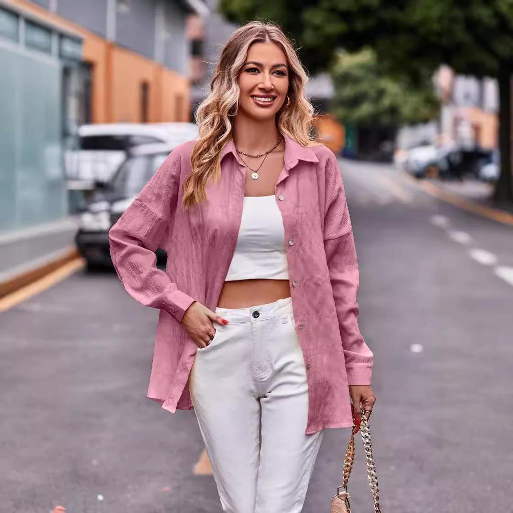 2024 Women's Elegant Bubble Grid Long Sleeve Casual Shirt