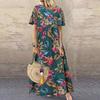 Women's Plus Size Loose Long Sleeve Round Neck Floral Print Casual Dress Vintage Style Maxi Dress