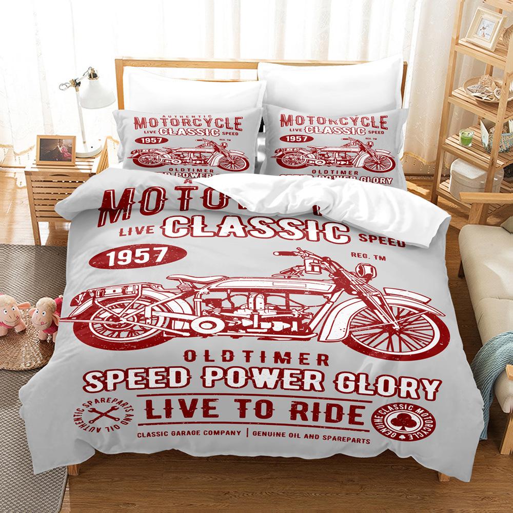 Vintage Harley Serie Neue Bettwäsche Studentenwohnheim Dreiteiliges Set