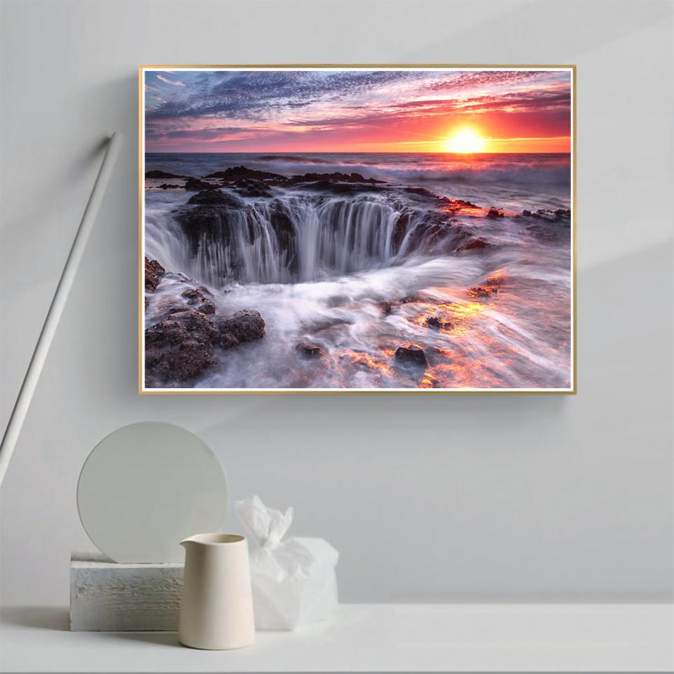 5D obraz diamentowy DIY krajobraz w pełni z okrągłych haftów diamentowych zestaw do szycia mozaika obraz ze strasu dekoracja